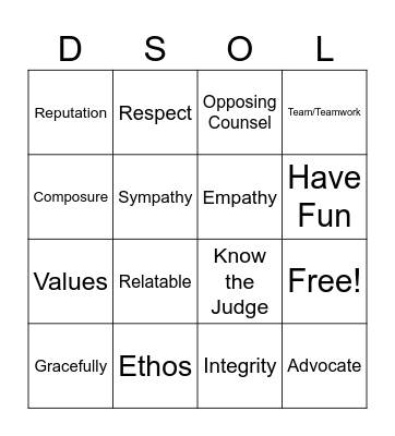 Any version of the word will work :) Bingo Card