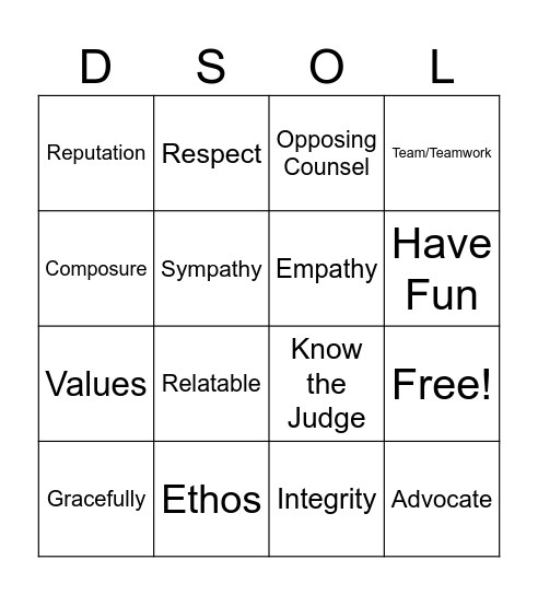 Any version of the word will work :) Bingo Card
