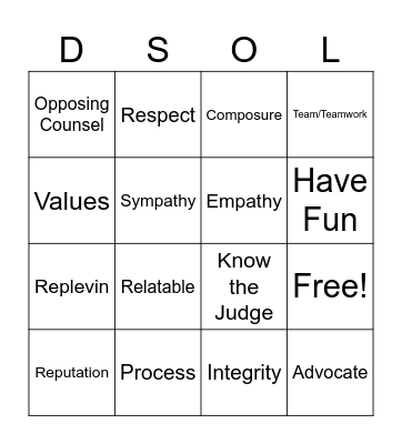 Any version of the word will work :) Bingo Card
