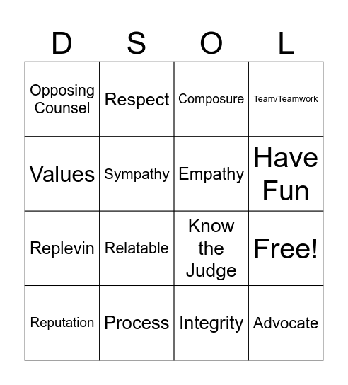 Any version of the word will work :) Bingo Card