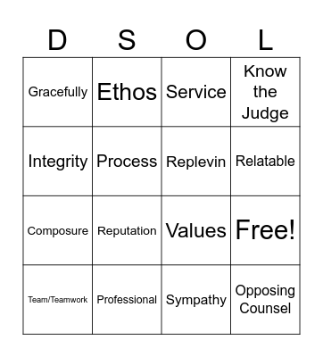 Any version of the word will work :) Bingo Card