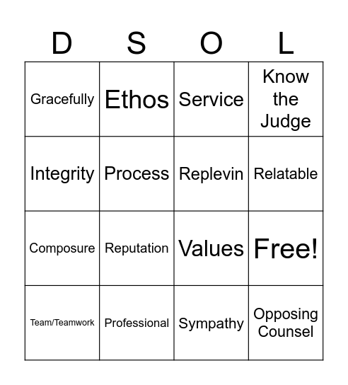 Any version of the word will work :) Bingo Card