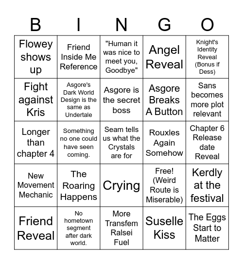Chapter 5 Bingo Card