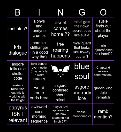 Deltarune ch 5 Bingo Card