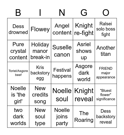 DELTARUNE CHAPTER 5 Bingo Card