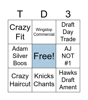 Draft Day Bingo Card