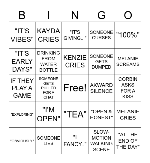 LOVE ISLAND <3 Bingo Card