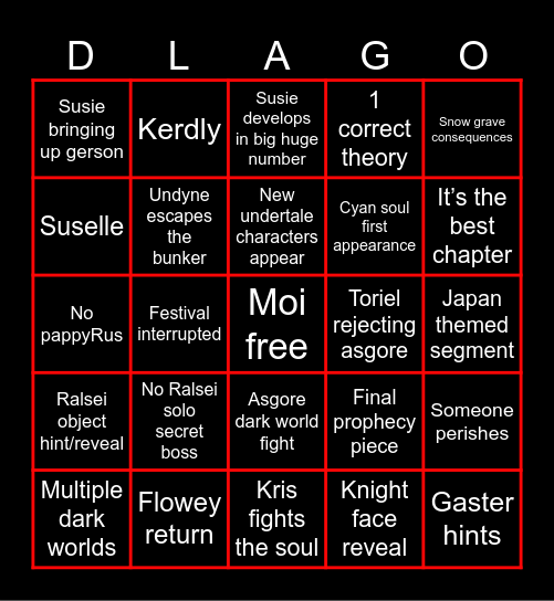 Deltagoon bingo Card