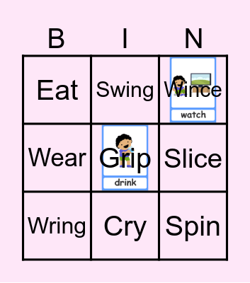 Action verbs Bingo Card