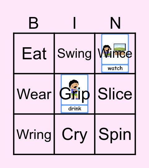 Action verbs Bingo Card