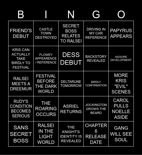 DELTARUNE CHAPTER C5 BINGO Card