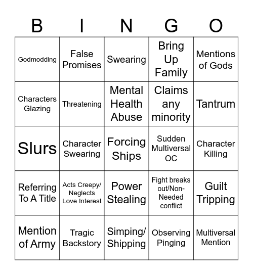 Pixel Bingo Card