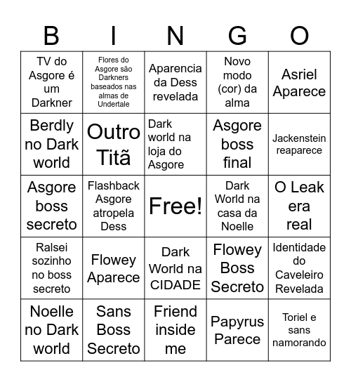 DELTARUNE Cápitulo 5 Bingo Card