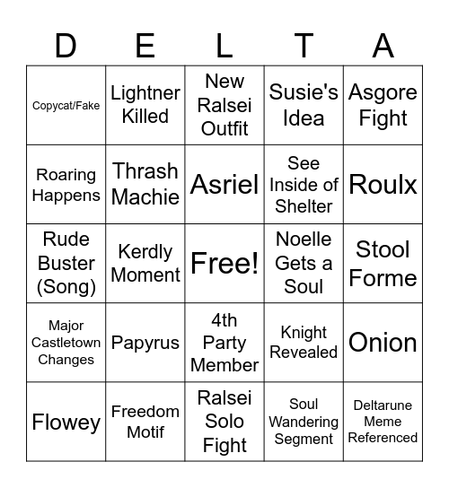 Chapter 5 Bingo Card