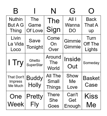 Summer 1999 Bingo Card