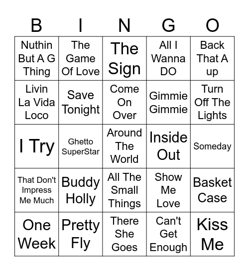 Summer 1999 Bingo Card