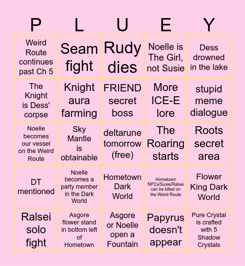 nova's deltarune chapter 5 bingo Card