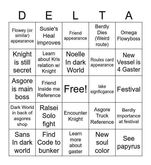DELTARUNE CHAPTER 5 Bingo Card