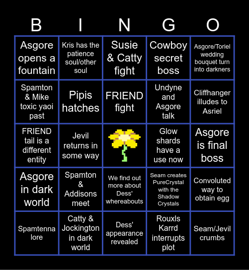 Deltarune CH5 Bingo Card