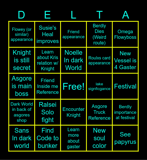 DELTARUNE CHAPTER 5 Bingo Card