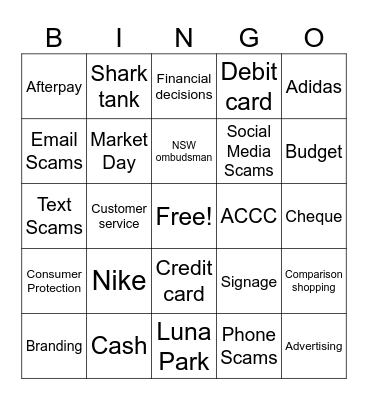 Commerce Bingo Card