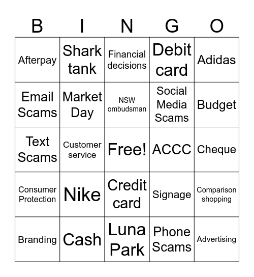 Commerce Bingo Card
