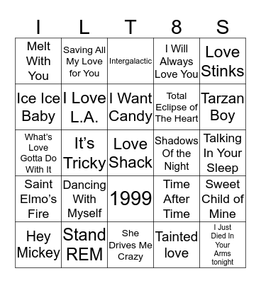 I LOVE THE 80'S Bingo Card