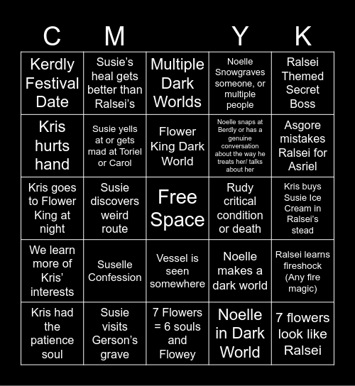 Deltarune Chapter 5 Bingo Card Bingo Card