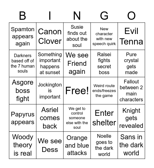 DELTARUNE CHAPTER 5 BINGO Card