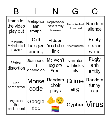 Minecraft arg Bingo Card