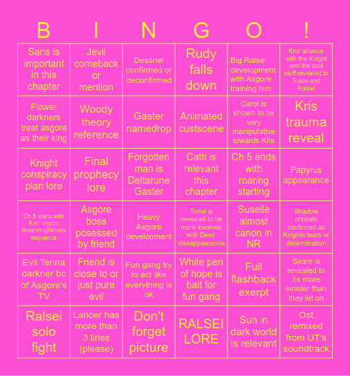 DELTARUNE CH  5 BINGO Card