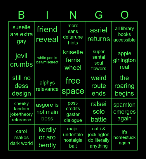 DELTARUNE CHAPTER 5 Bingo Card
