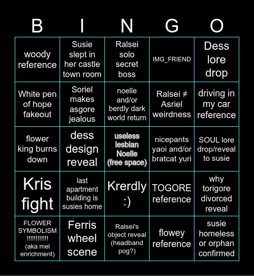 DELTARUNE TOMORROW !!!! Bingo Card