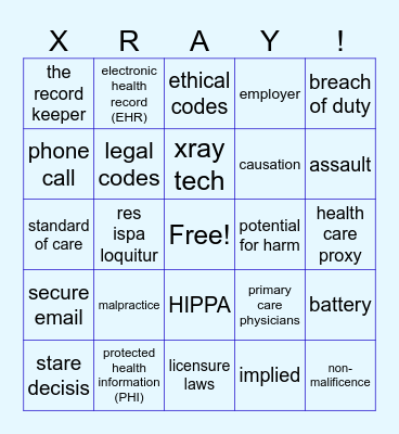 Q3 Law & Ethics Midpoint Review Bingo Card