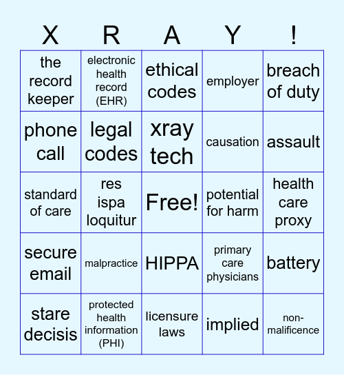 Q3 Law & Ethics Midpoint Review Bingo Card