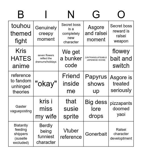 aUntitled Bingo Card