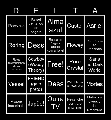 Deltarune Chapter 5 ATA Bingo Card