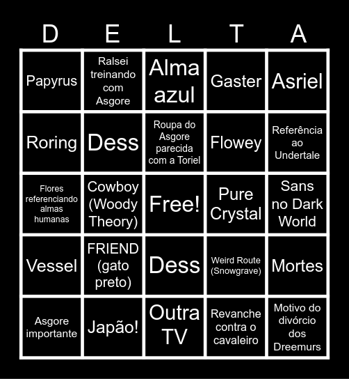 Deltarune Chapter 5 ATA Bingo Card
