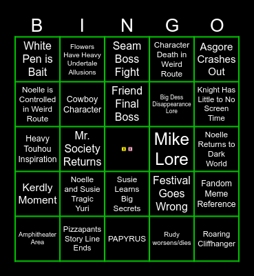 Deltarune Chapter 5 Bingo Card