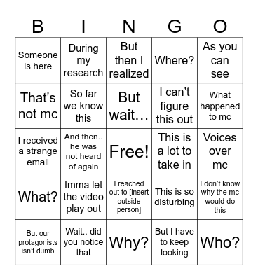 Arg phrases Bingo Card