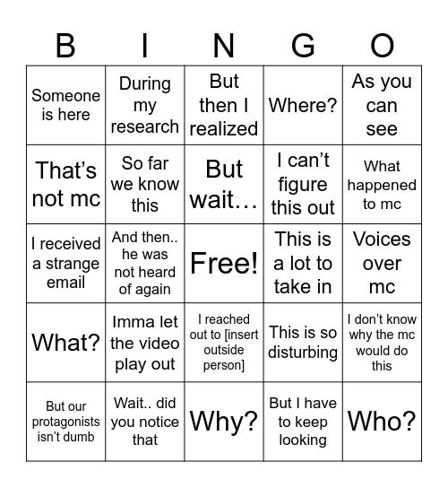 Arg phrases Bingo Card