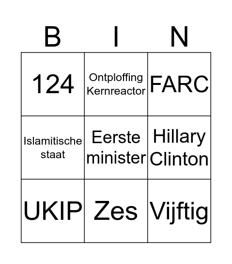 Binnen-en buitenland: Algemeen Bingo Card