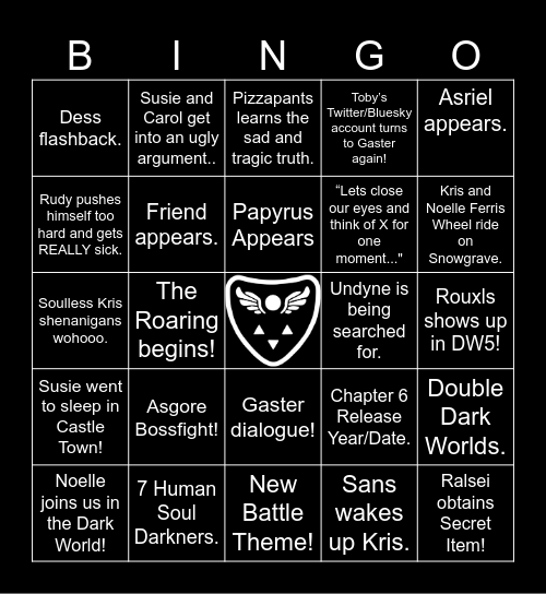 Deltarune Chapter 5 Bingo Card