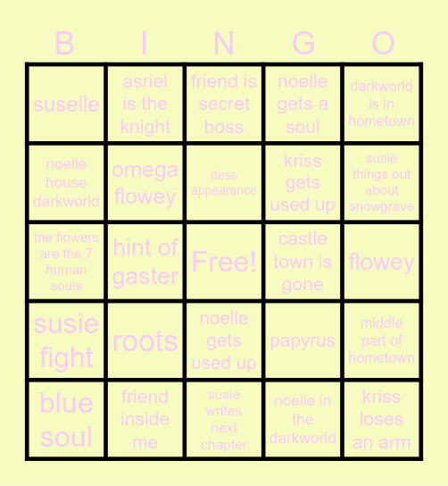 deltarune chapter 5 Bingo Card