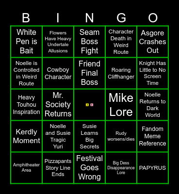 Deltarune Chapter 5 Bingo Card