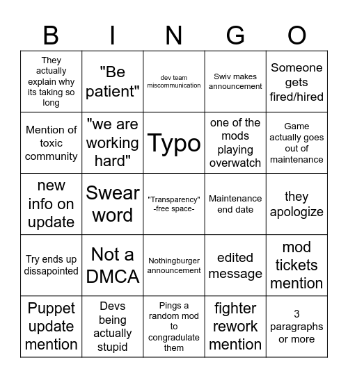 BBN Bingo Card