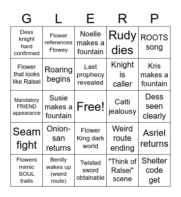 Deltarune CH5 Bingo Card