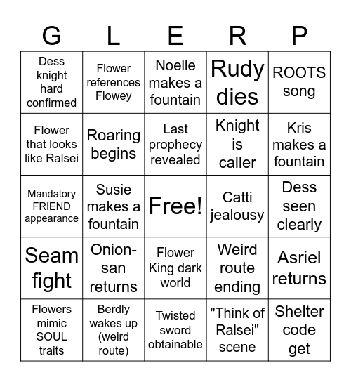 Deltarune CH5 Bingo Card