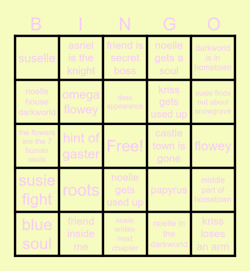 deltarune chapter 5 Bingo Card