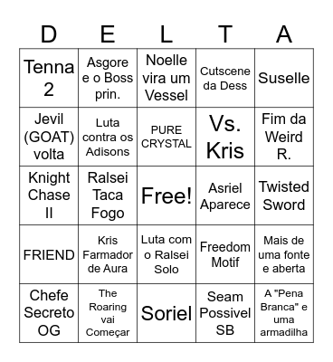 Deltarune chapter 5 Bingo Card